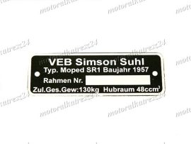 SIMSON SR1 TYPSCHILD /SR1/